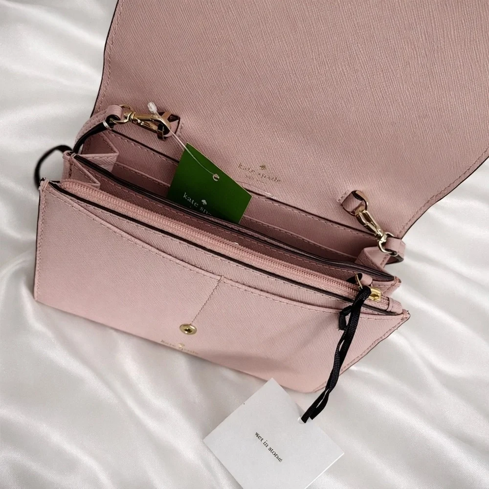 💗 NWT Kate Spade Laurel Way Jeweled Bow Crossbody — Blush Pink - Picture 2 of 2